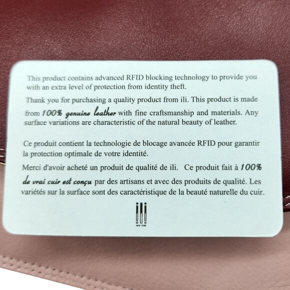 iLi Genuine Leather RFID Clutch Crossbody Bag – 6181 Wine Valley NWOT - Picture 4 of 8